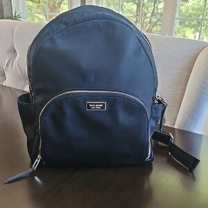 Kate Spade Medium Nylon Black Backpack with Gold Accents